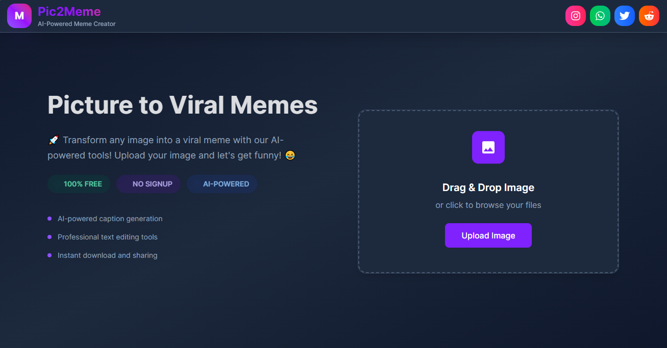 Pic2Me – Free AI Meme Generator | Create Viral Memes in Seconds